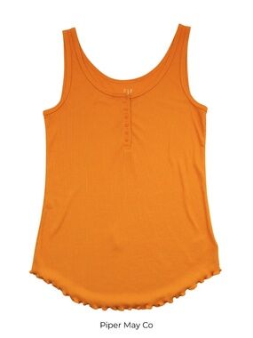 GAP Mustard Yellow Ribbed Henley Tank Top Size M